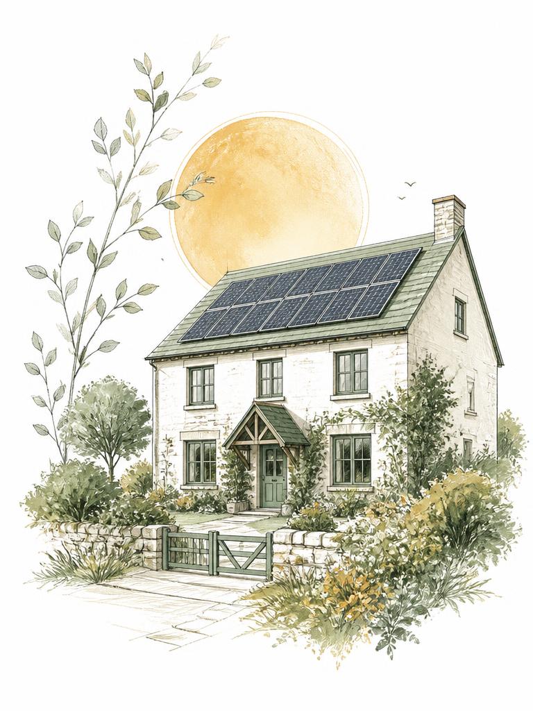 Maison équipée de panneaux solaires